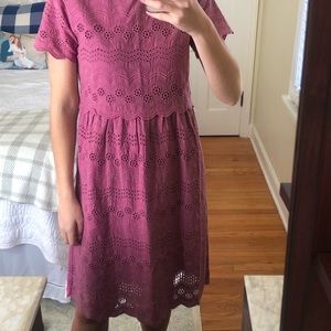 Clad and Cloth Knee Length eyelet dress
